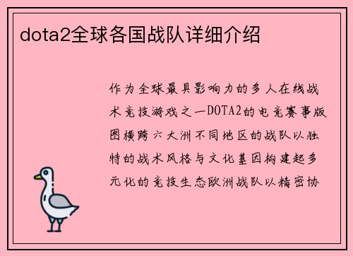 dota2全球各国战队详细介绍